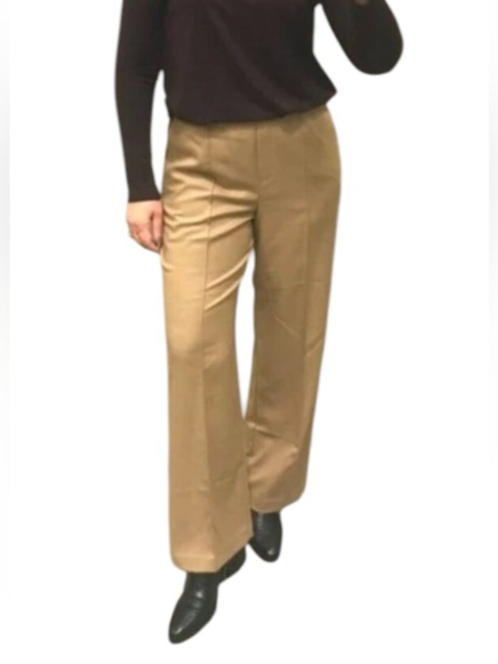 J. Jill Tan Brown Knit Pintuck Flat Front Trousers Slack Casual Dress Pants
